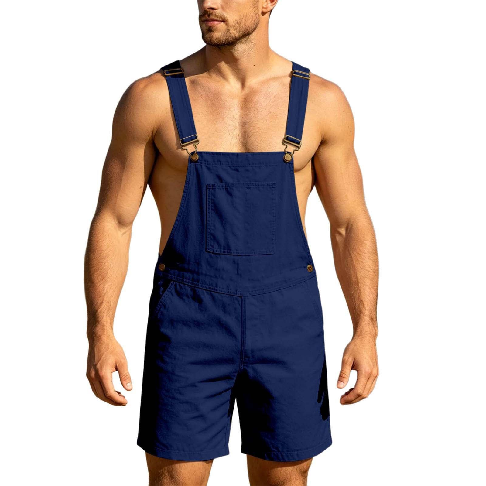 Générique Salopette Short Homme Été Cargo Ample Vintage Travail Poches