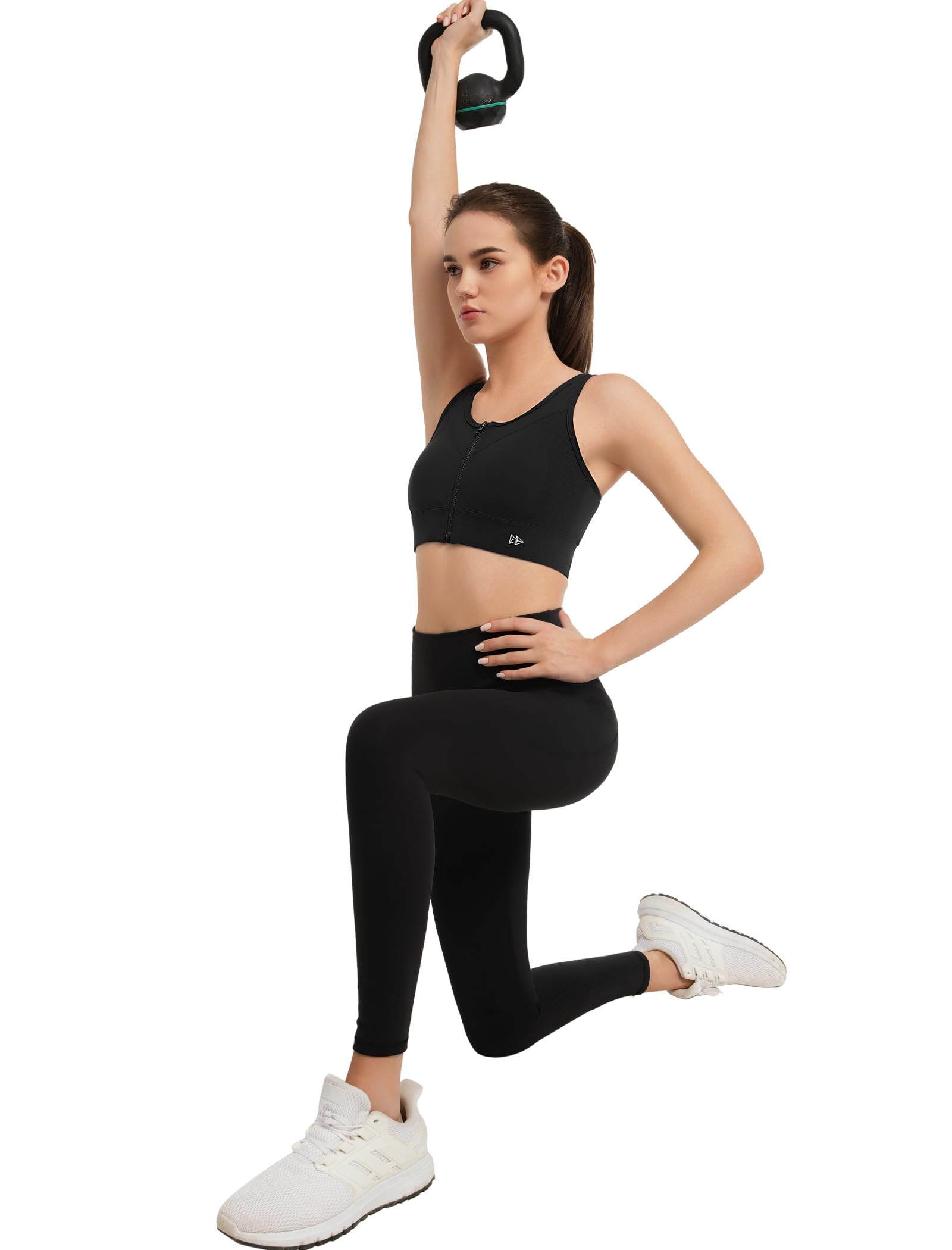 Yvette Sujetadores deportivos con cremallera frontal para mujer, de alto apoyo, busto grande, malla de espalda cruzada, brasier deportivo de alto impacto, para correr y entrenar