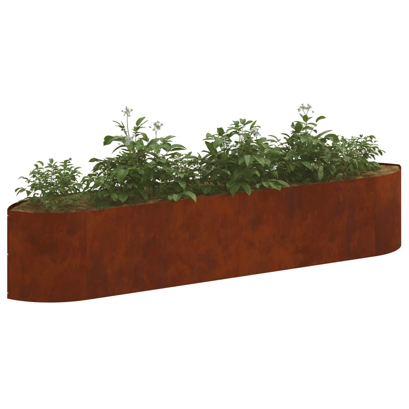 Jardin surélevé en Acier patiné 220 x 40 x 40 cm, revêtement en Poudre, sans Fond, bac Plante pour Exterieur, Jardin, terrasse et Balcon, Culture Drainage Reserve Eau, Usage Polyvalent
