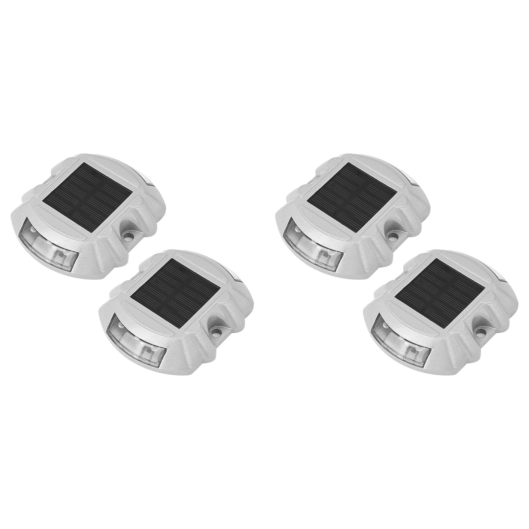 Hndhbfgrt Reusable Solar Road, 4Pcs 6 LED Stud Lights Ground Garden Lawn Path Deck Dock White Warning Lights(4Pcs)