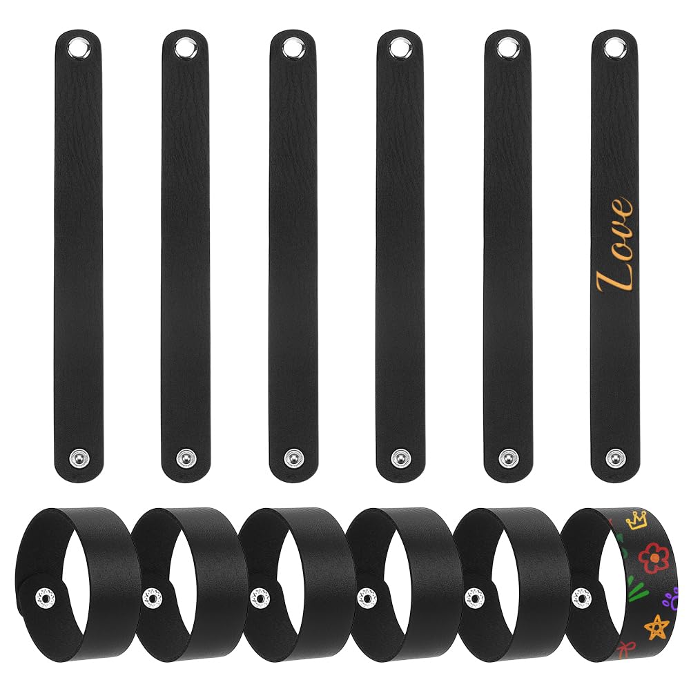 Bracelet en cuir noir AHANDMAKER de 24 cm pour la création de bijoux punk et rock