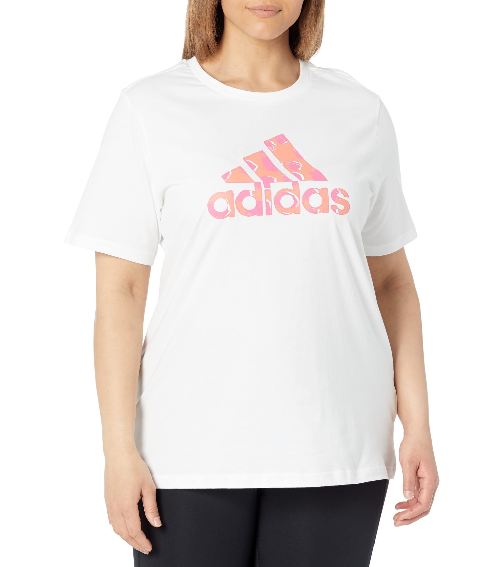adidas Women's Animal Print Graphic Tee, White, S