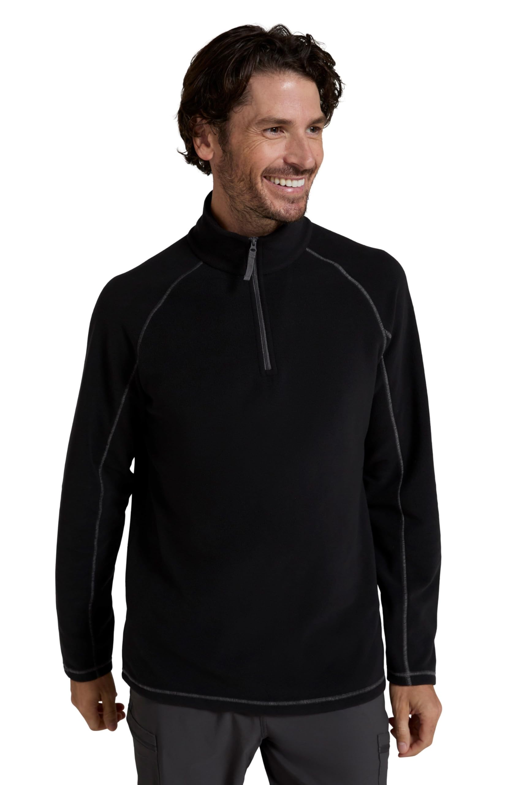 Mountain Warehouse Ashbourne Mens Fleece - Microfleece Sweater, Antipill Midlayer, Warm Top - Best for Spring Summer, Camping, Trekking, Hiking Black 4XL