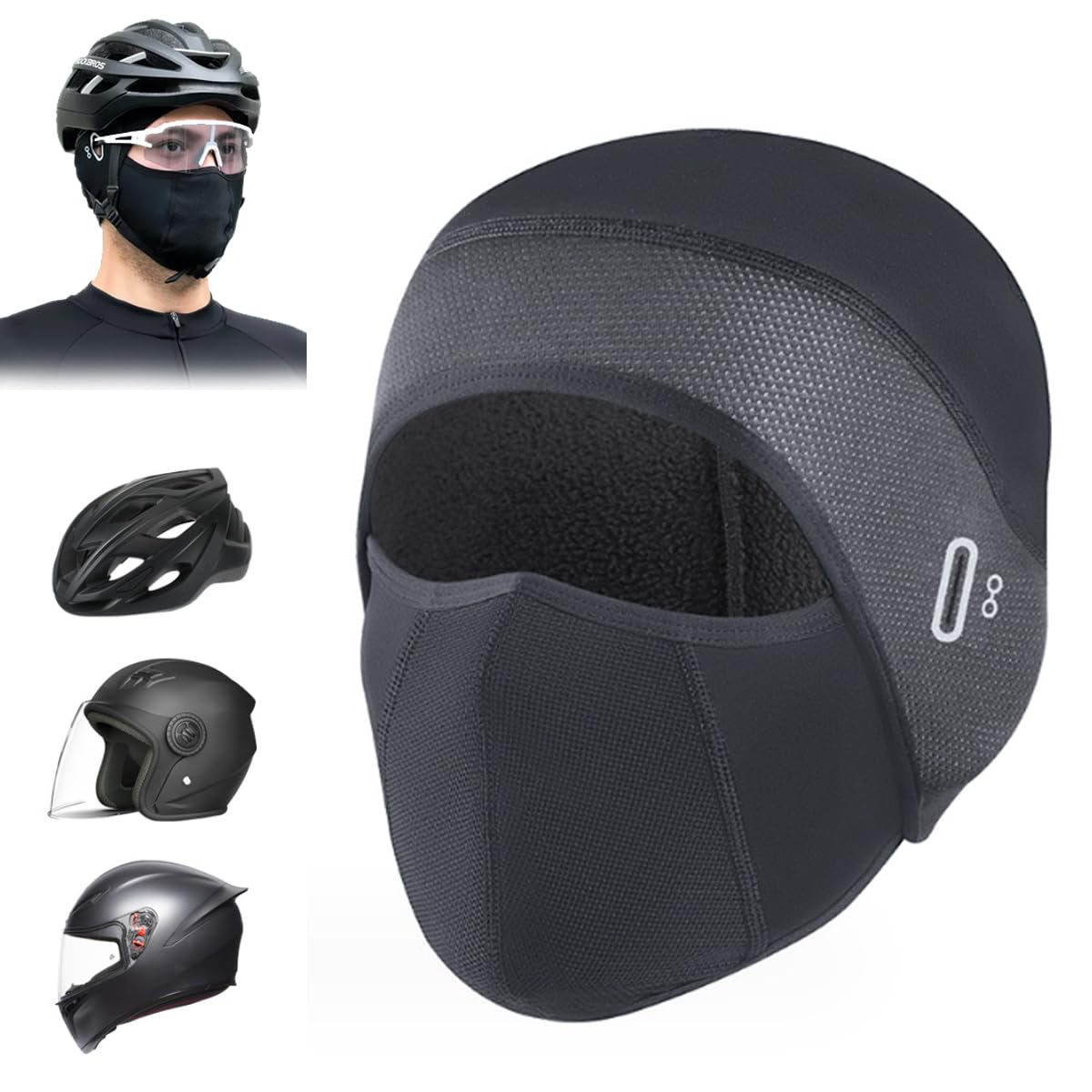 Ice Silk face Protection Cycling Hood, Winter Warmer Ski Mask for Men Women Windproof Waterproof (US, Alpha, One Size, Black)