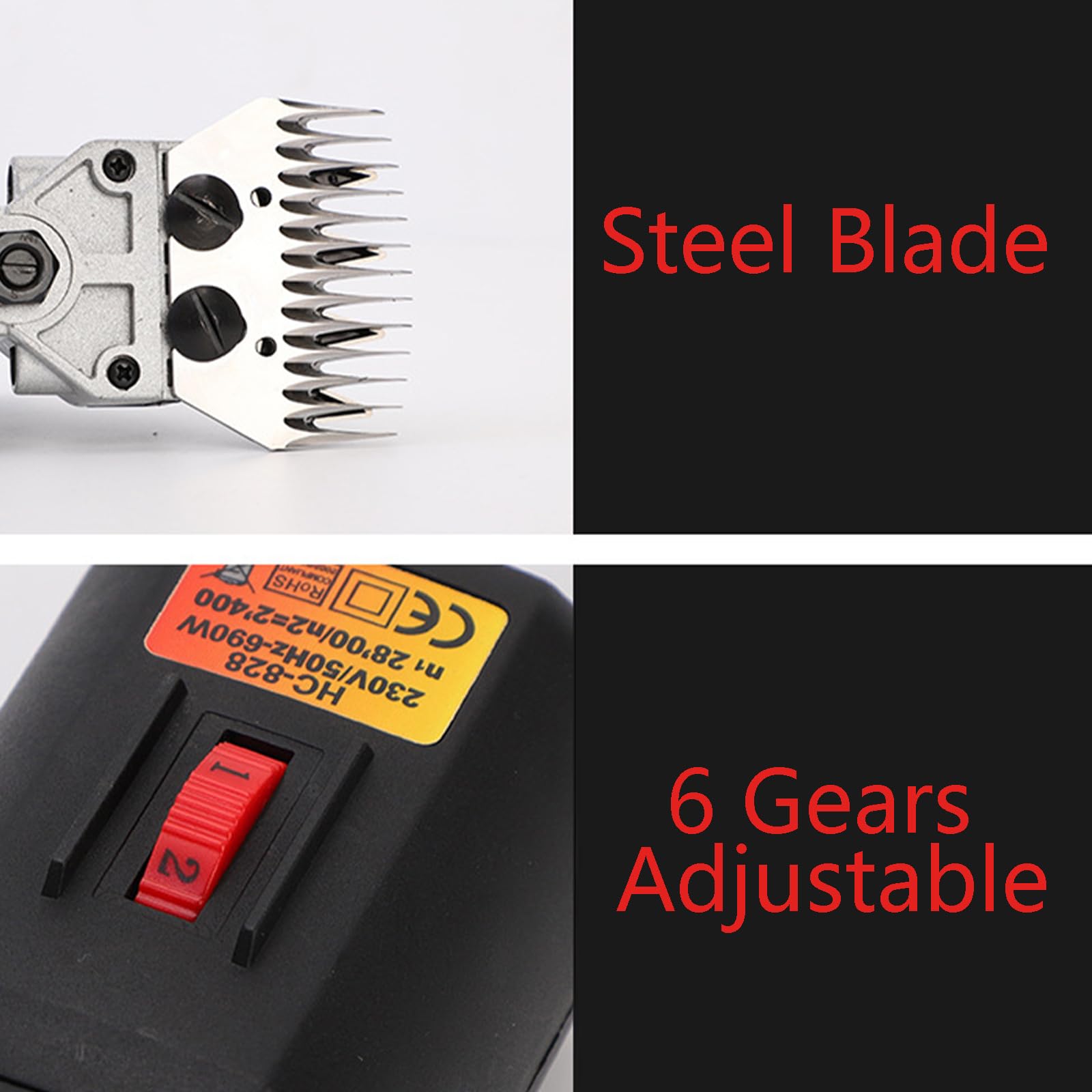 Tosatrici elettriche per Pecore 6 velocità, tosatrice Professionale da 690 W, Kit per la toelettatura del Bestiame da Fattoria per Cappotto Spesso Animale Nero