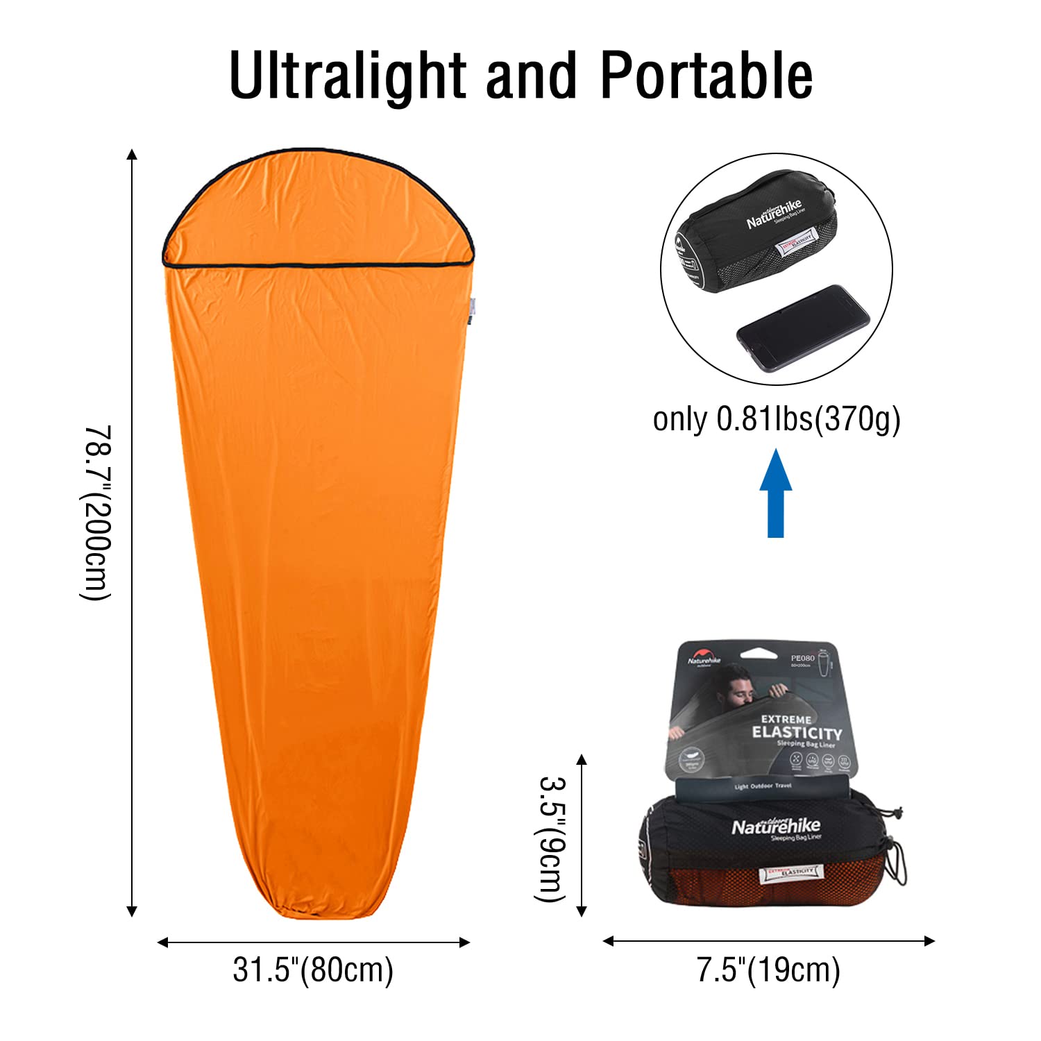 Travel Bags Naturehike Ultralight Hut Sleeping Bag Liner Only 390g High Elasticity Travel Sleeping Bag With Small Pack Size For Backpacking, Hostels And Camping Sac De Voyage
