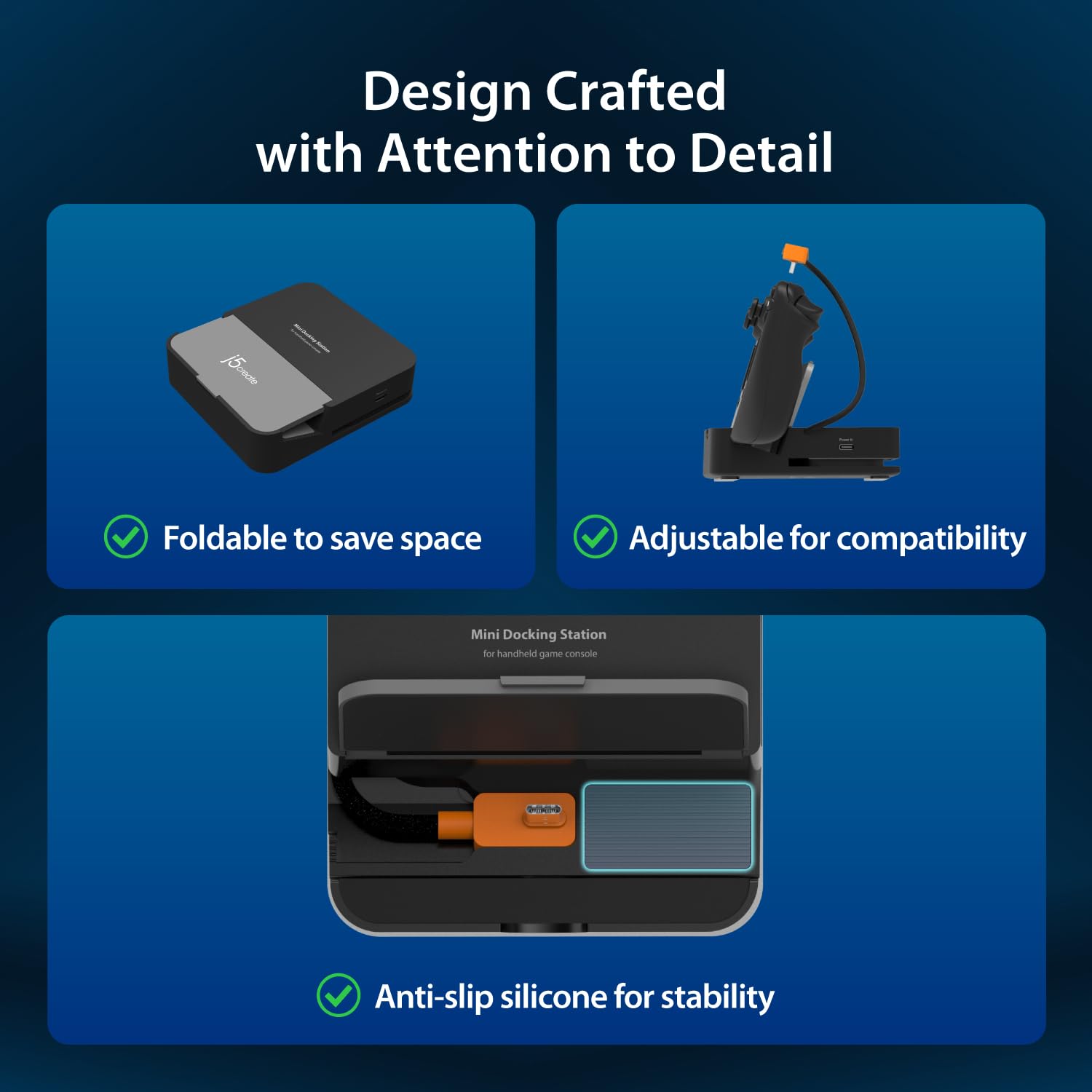 j5create Nintendo Switch 2 Dock Station, anche Omni per Steam Deck, ROG Ally, iPad e altro, 4K@60Hz con ricarica PD da 100 W, Gigabit RJ45 Ethernet, porta USB 3.2 Type A (JCD624)