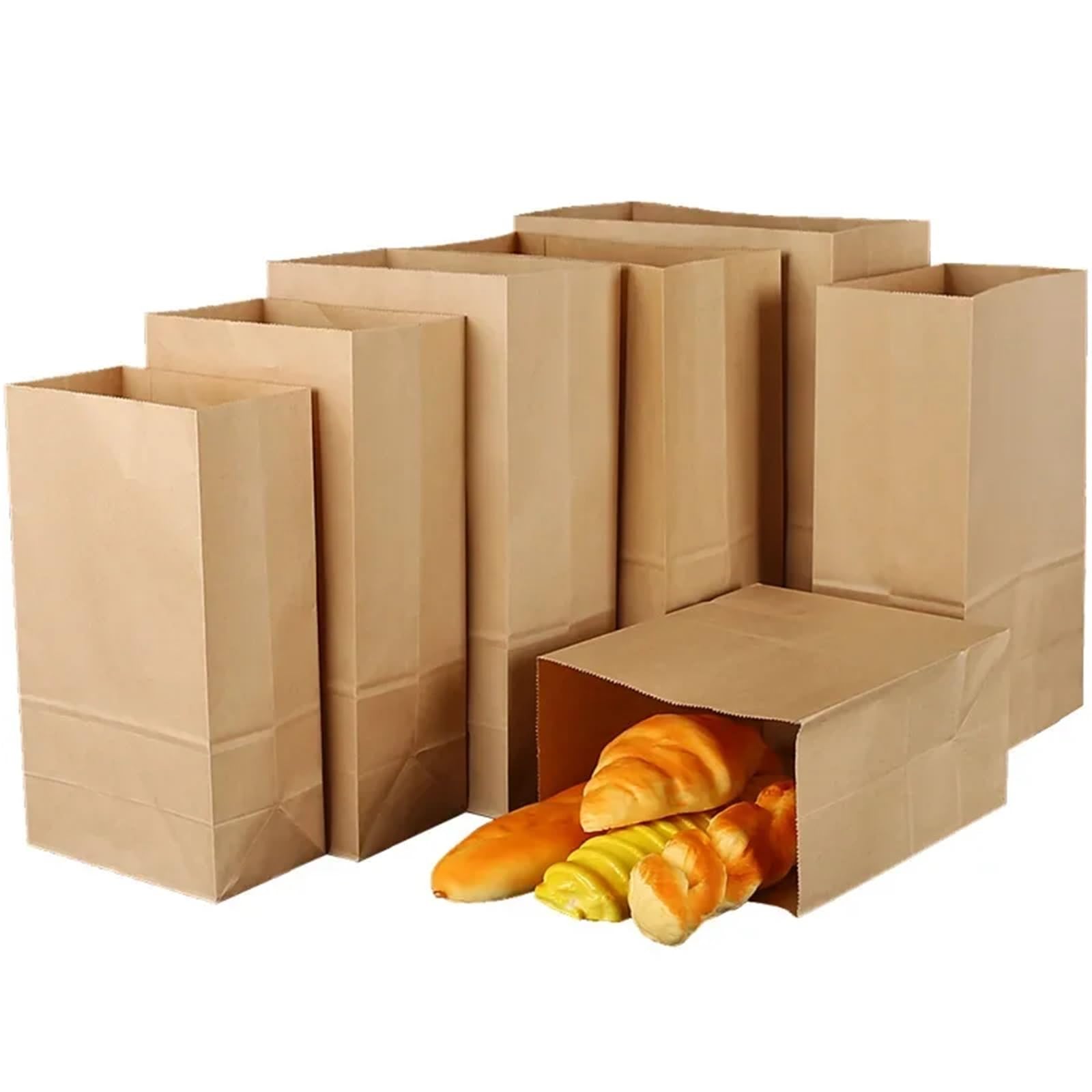Lot de 50 sacs à déjeuner en papier kraft recyclables pour bonbons, sandwich, pain, aliments