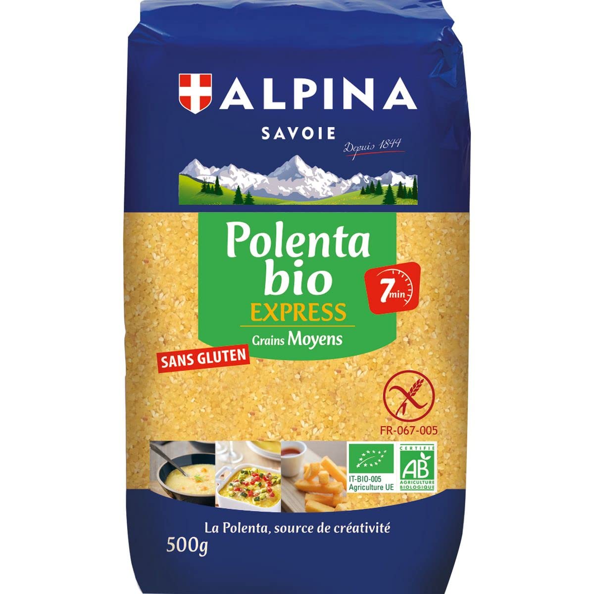 Lot de 3 unités *** ALPINA SAVOIE Polenta bio express grains moyens sans gluten 500g