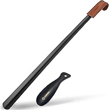 ZOMAKE Extra Long Shoe Horn for Seniors Men,Metal Shoehorn Long handle for Boots 28.3'',Travel Small Shoe Spoon Helper 7.5''