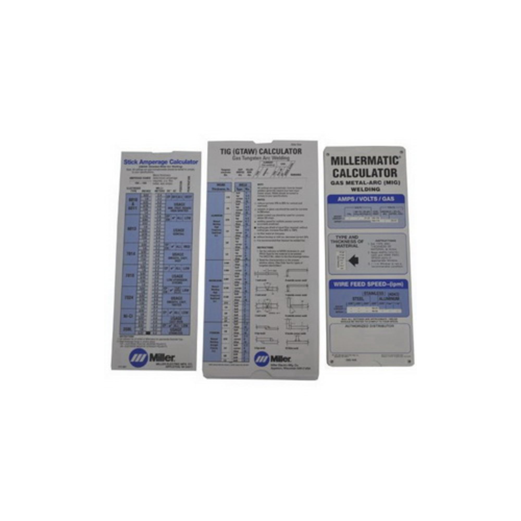 Miller 043125 MIG, TIG, Stick, 3-Pack Calculators
