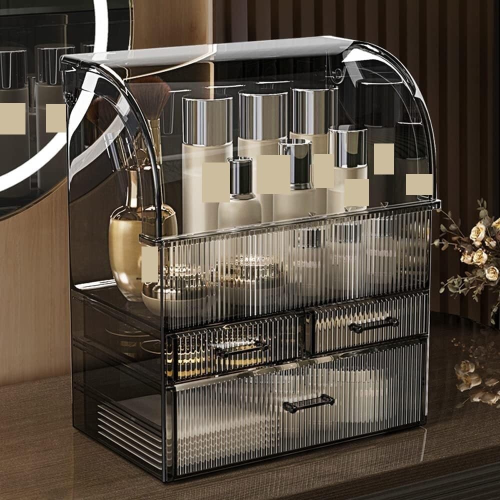 Kosmetik Make Up Organizer Make-up-Aufbewahrungsbox, Acryl-Kosmetik-Aufbewahrungsvitrine Mit Schubladen, Make-up-Organizer-Box Wasserdichter Abdeckung Schmink Beauty Zubehör