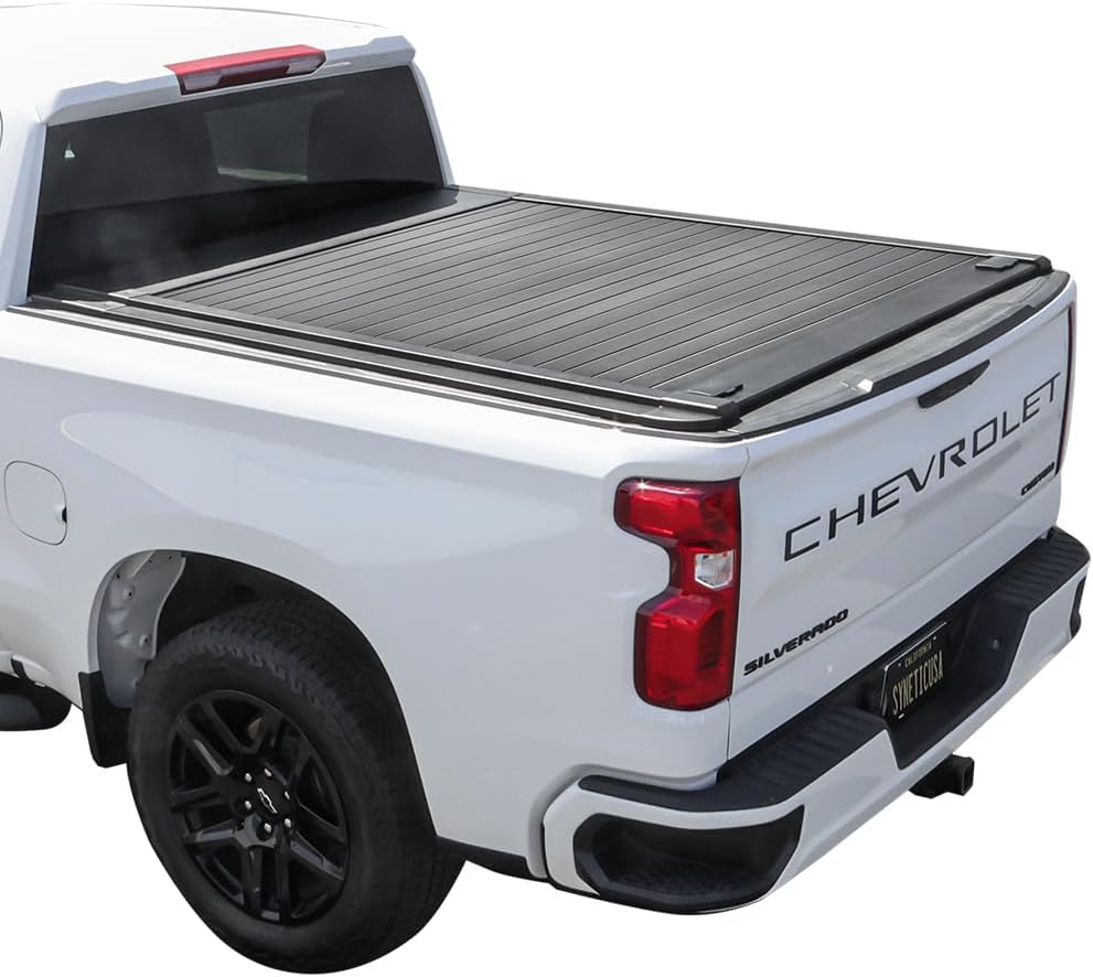 Syneticusa MB Retractable Hard Tonneau Cover Fits 2007-2025 Silverado/Sierra 1500 5'8