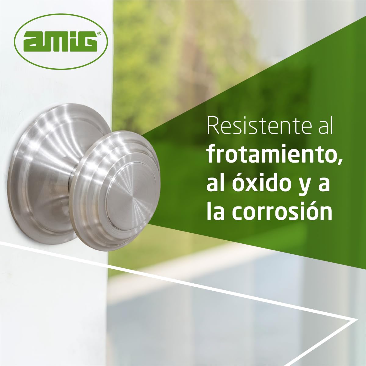 Amig - Pomo de Puerta - Fabricado en Latón - Tirador: Ø76 mm - Cromado mate -Macizo - Resistente al Frotamiento, Óxido y Corrosión
