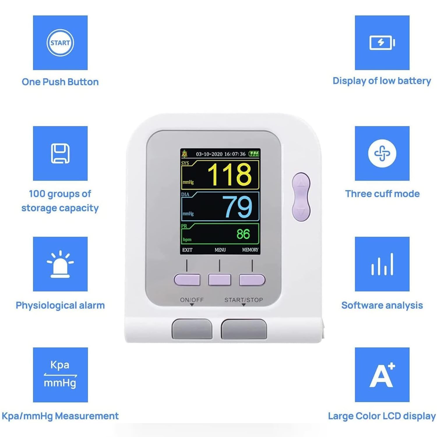 Monitor De Presión Arterial Para Mascotas, Esfigmomanómetro Veterinario Con 3 Puños, Medición Automática De La Presión Arterial, Pantalla Digital LCD, Para Perro/Gato/Elefante, Cuidado De Animales