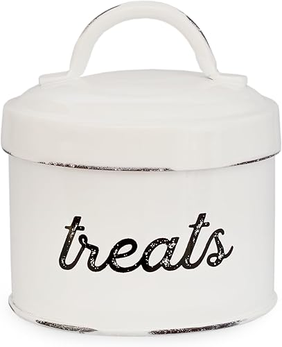 Miniatura 9 de AuldHome - Recipiente esmaltado para gatos (negro), pequeño y moderno tarro de golosinas para mascotas