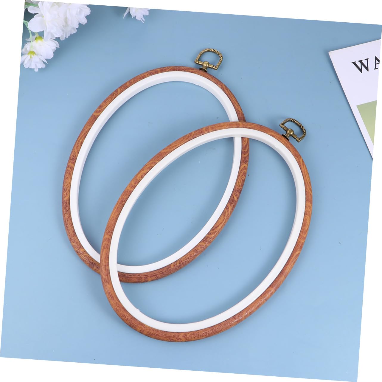 TOPBATHY 3 Stück Ovaler Stickrahmen Imitat Holzrahmen für DIY Kreuzstich und Handarbeit Vielseitiges Bastelwerkzeug für Nähen Quilten und Wanddekoration für Anfänger und DIY liebhaber