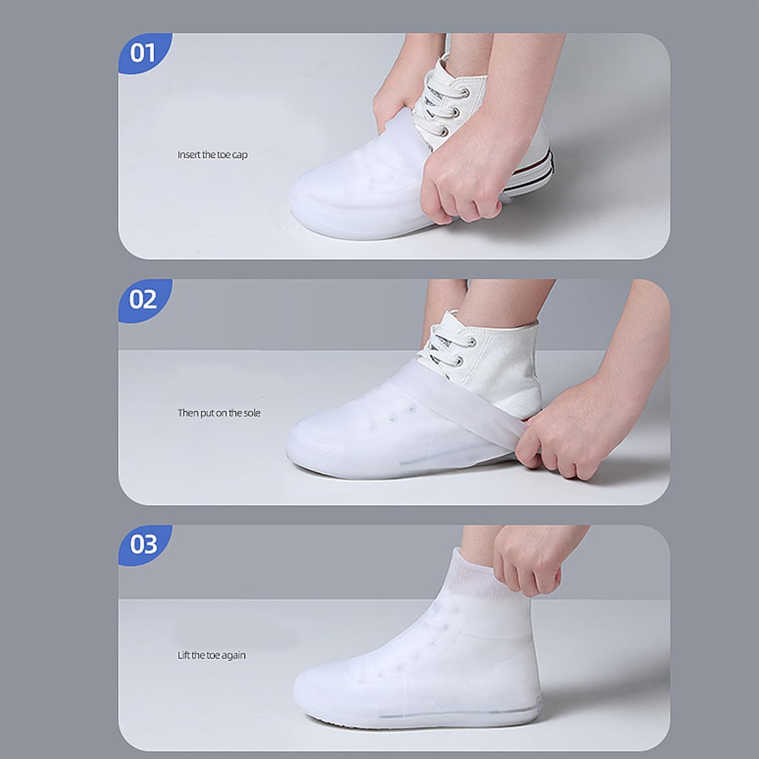 Rain Shoe Covers, Reusable Overshoes Thickened Silicone Shoe Covers Premium and Recyclable Shoe Booties Covers for Women Men White (White Mid Calf XL (40 to 42 Sizes))