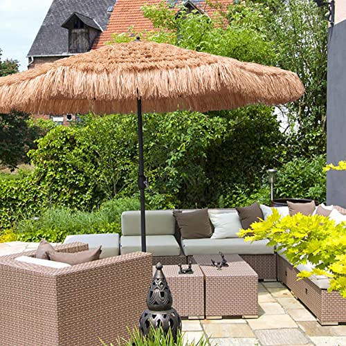 Ammsun 9Ft Hula Thatched Tiki Umbrella Hawaiian Style Beach Patio Umbrella And 8 Ribs With Crank Lift Upf 50+ Outdoor Tiki Bar thumb #5