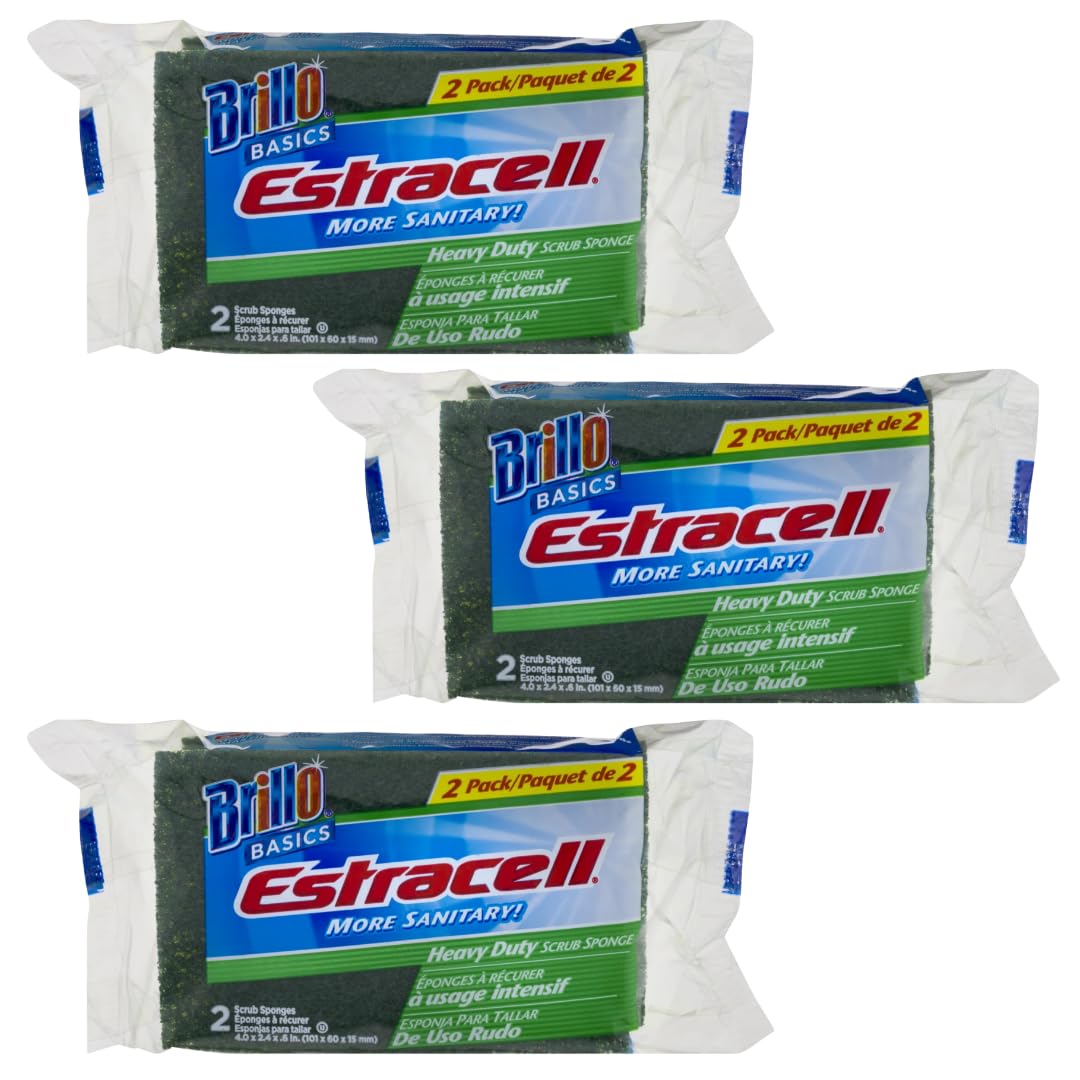 Brillo Estracell Éponge à Gommage Sans Rayures avec Bord Cale, 3 Pièces