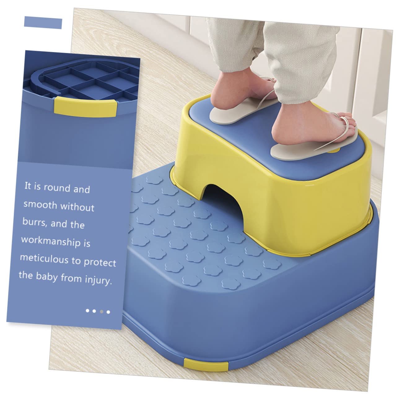 VICASKY Taburete de PP para Niños Pequeños de Doble Escalón Reposapiés Estable y Ligero Diseño Práctico Adecuado para Baño y Cocina