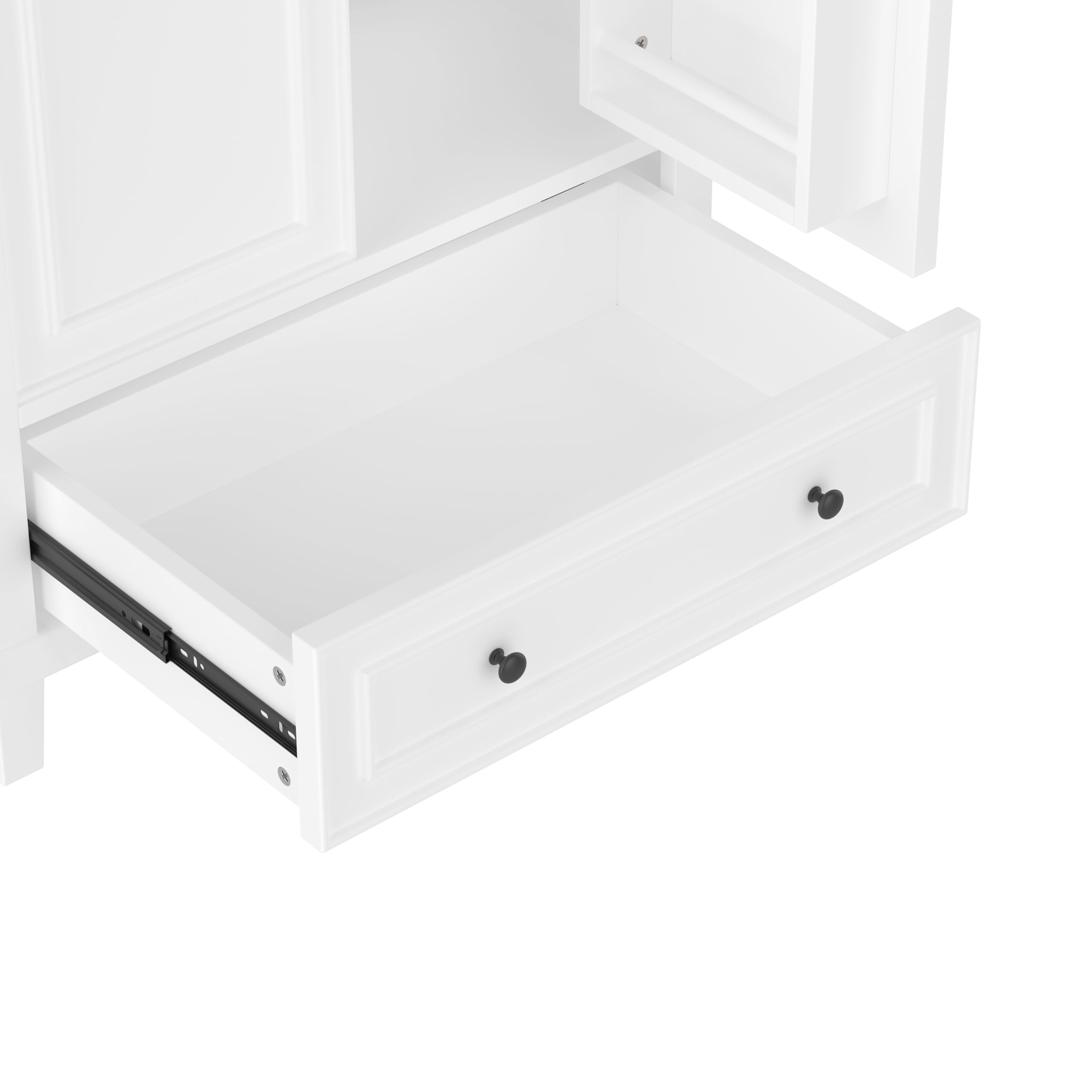 76x46x87cm Bodenstehender Badezimmerschrank mit Waschbeck,Waschtisch,Beine aus Massivholz,MDF-Material,integriertes Keramikwaschbecken (Weiß,76x46x87cm)