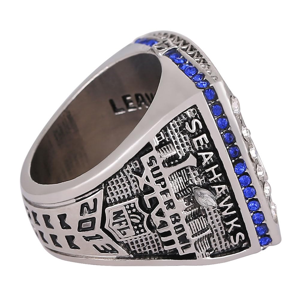 2013 Seahawks Championship Ringe Mit Holzbox National Football Champion Ring Rugby Schmuck Kollektion Sport Gewinner Award Preis Geschenke Für Fans