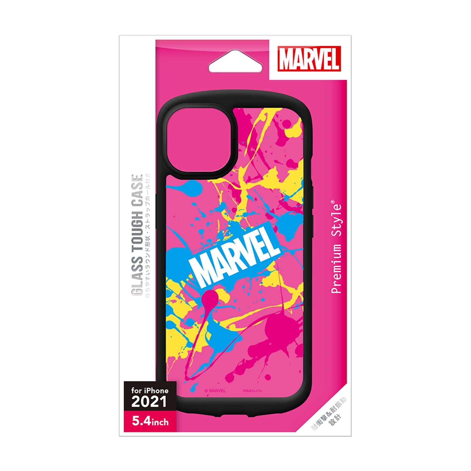 PGA PG-DGT21J20MVL ガラスタフケース MARVEL スプラッシュ〔iPhone 13 mini用〕