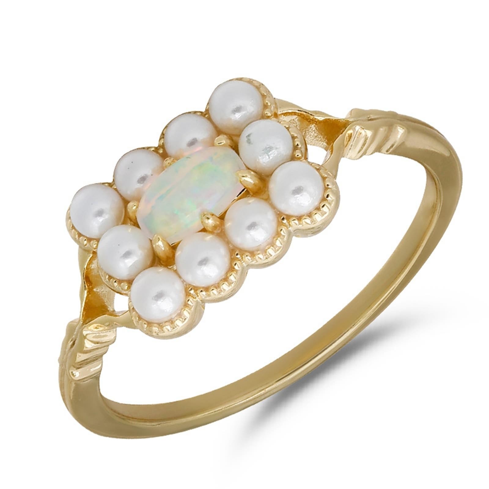 Anelli per partner in oro 9 K/14 K/18 K, con perla, forma vintage