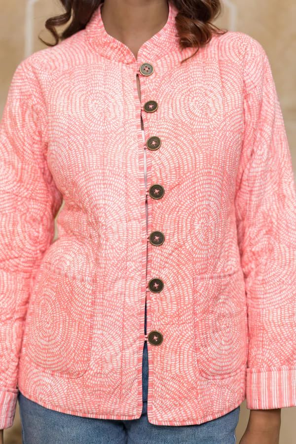 Image of Jackets for women | Cotton Quilted Reversible Short Jacket | Double Sided Warm Outerwear Coat for women |Jacket for women winter wear