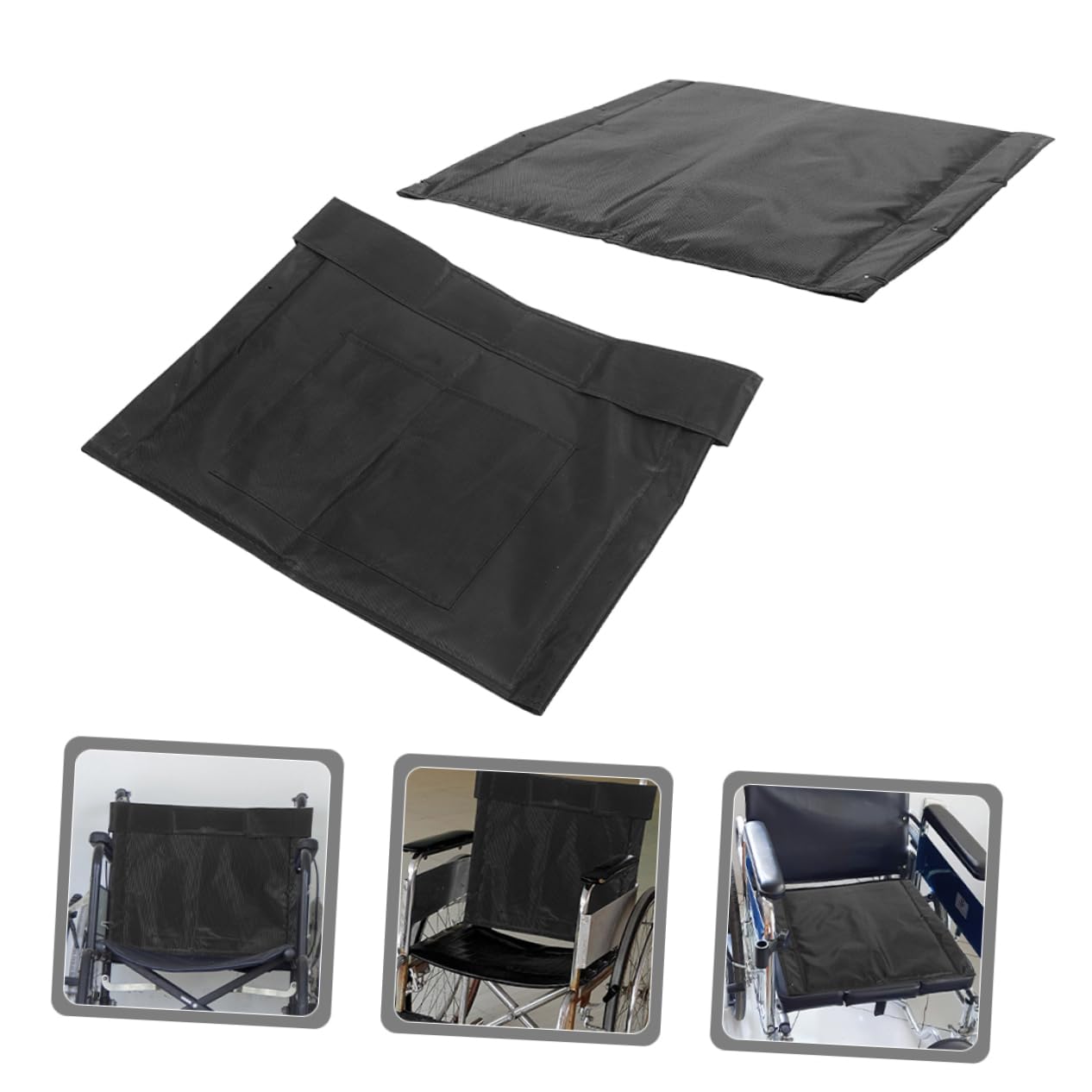 Didiseaon Cojín para Silla De Ruedas y Cojín para Respaldo De Silla De Ruedas 2 Piezas Tela Oxford Negra Transpirable y Resistente Respaldo Flexible Soporte Cómodo