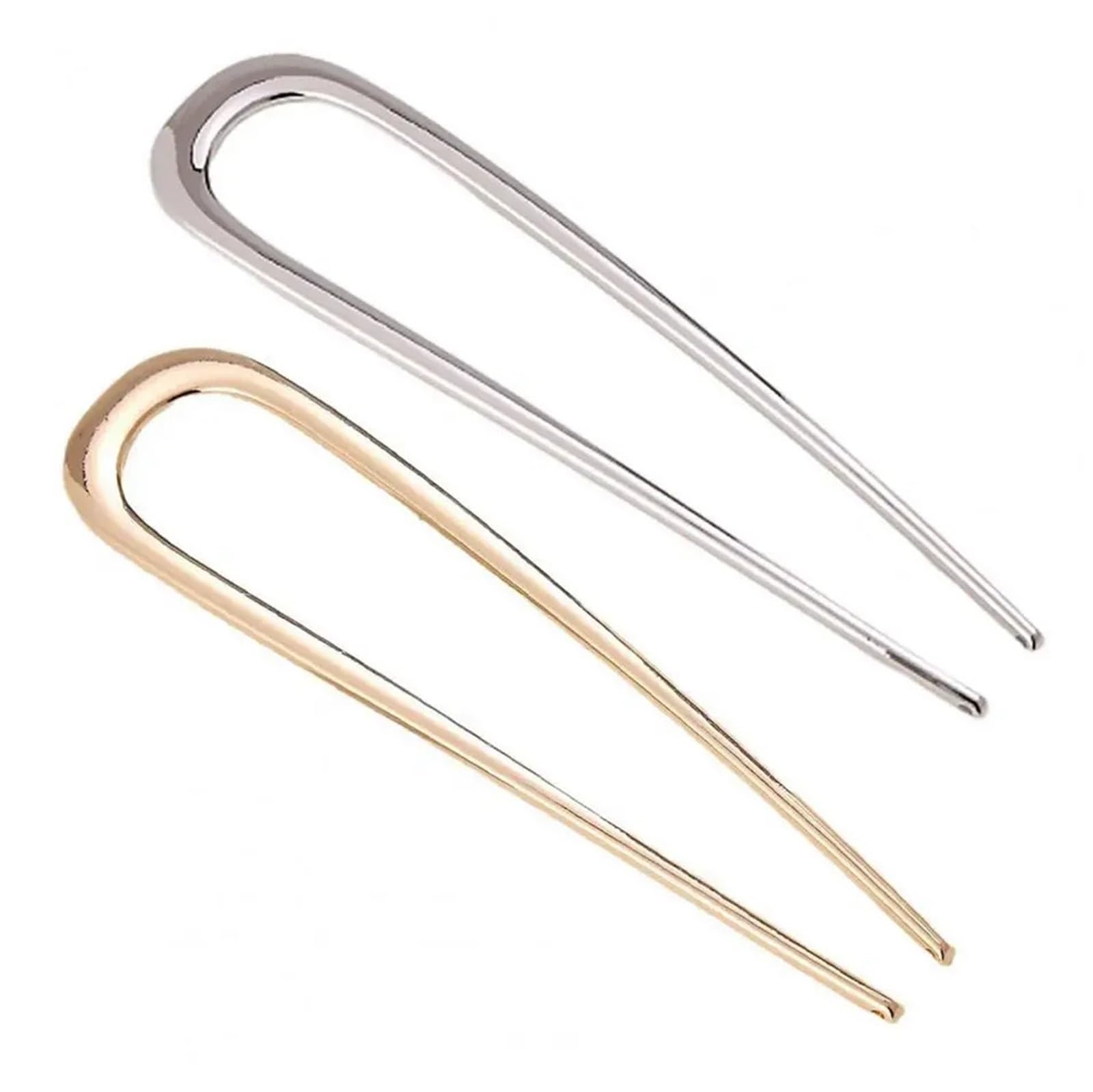 Forcine per capelli a forma di U, 20 forcine per capelli in lega oro-argento per donne: a forma di U, lunghi e spessi, eleganti supporti per chignon, accessori Updo (oro)