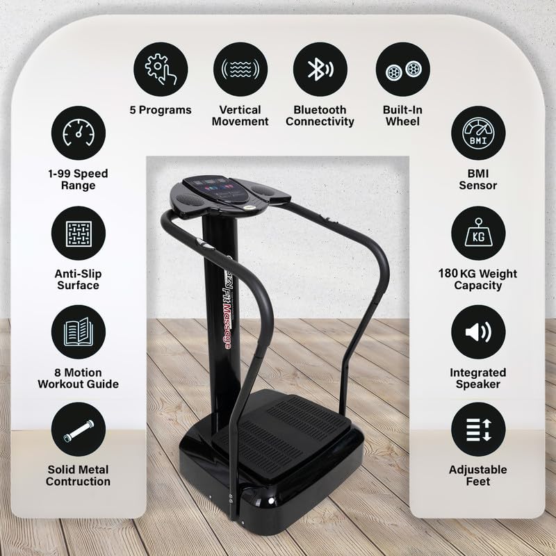 Tens Health Protection Massage Machine Crazy Fit Vibration Plate 1-99 Speed and Bluetooth Masagar Machine 500 Wat for full body exercise fitness workouts Tens Health Protection Massage Machine Crazy Fit Vibration Plate 1-99 Speed and Bluetooth Masagar Machine 500 Wat for full body exercise fitness workouts