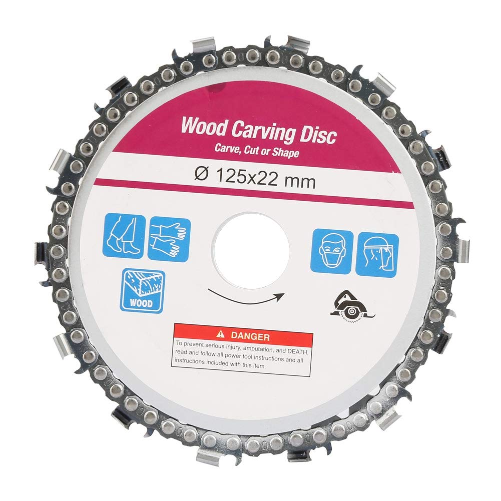 Matybobe Tarcza Piły łańcuchowej Szlifierki Kątowej z 22 Zębami do Rzeźbienia w Drewnie 4 Cale/5 Cali Czerwona (5 cali 125 mm)