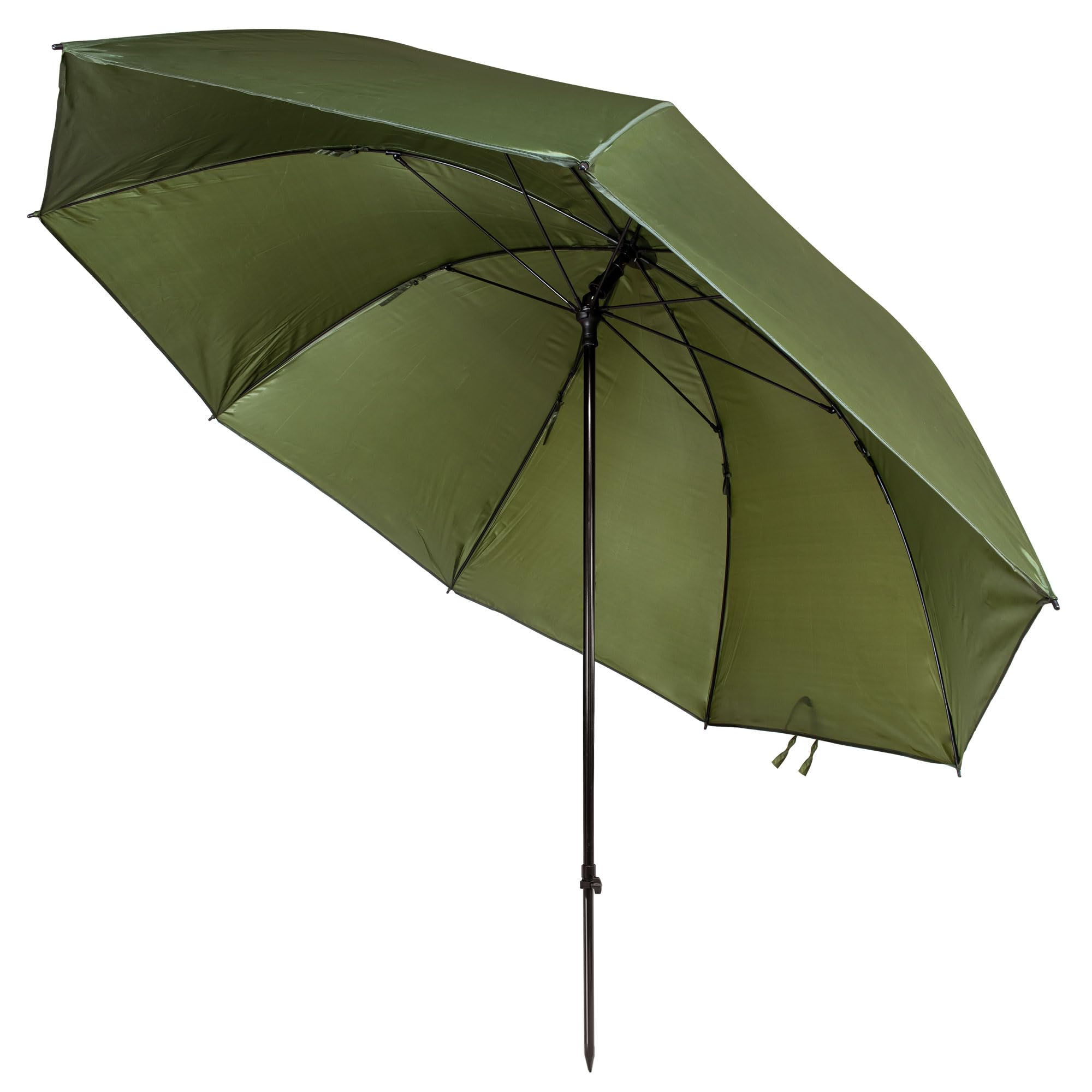 Nubrolly Angelschirm – Wasserdichtes PVC – 250cm oder 300cm Bogenmaß – 45° Neigungswinkel – Robuster Schirm für Angler – Inkl. Aluminiumstange – Sturmfest & UV-Schutz – Olivgrün