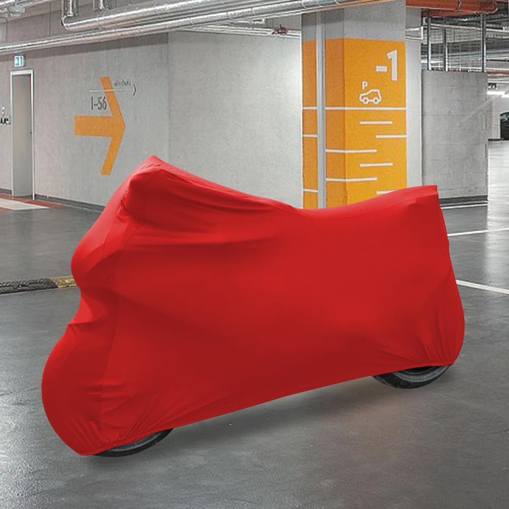 BHIEE Telo Coprimoto Elastico Traspirante per Interni per Scooter Vespa Motorino Motocicletta Motocross, 245 x 104 x 125 cm, Rosso