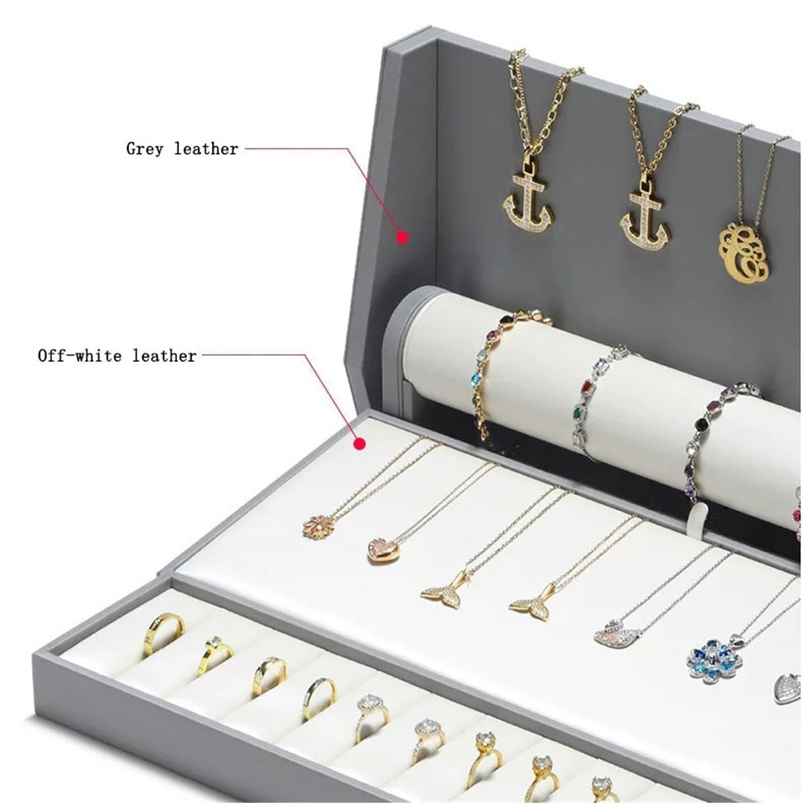 Porta Gioielli Set di vassoi for Gioielli in Pelle combinati multifunzionali Espositore per Gioielli