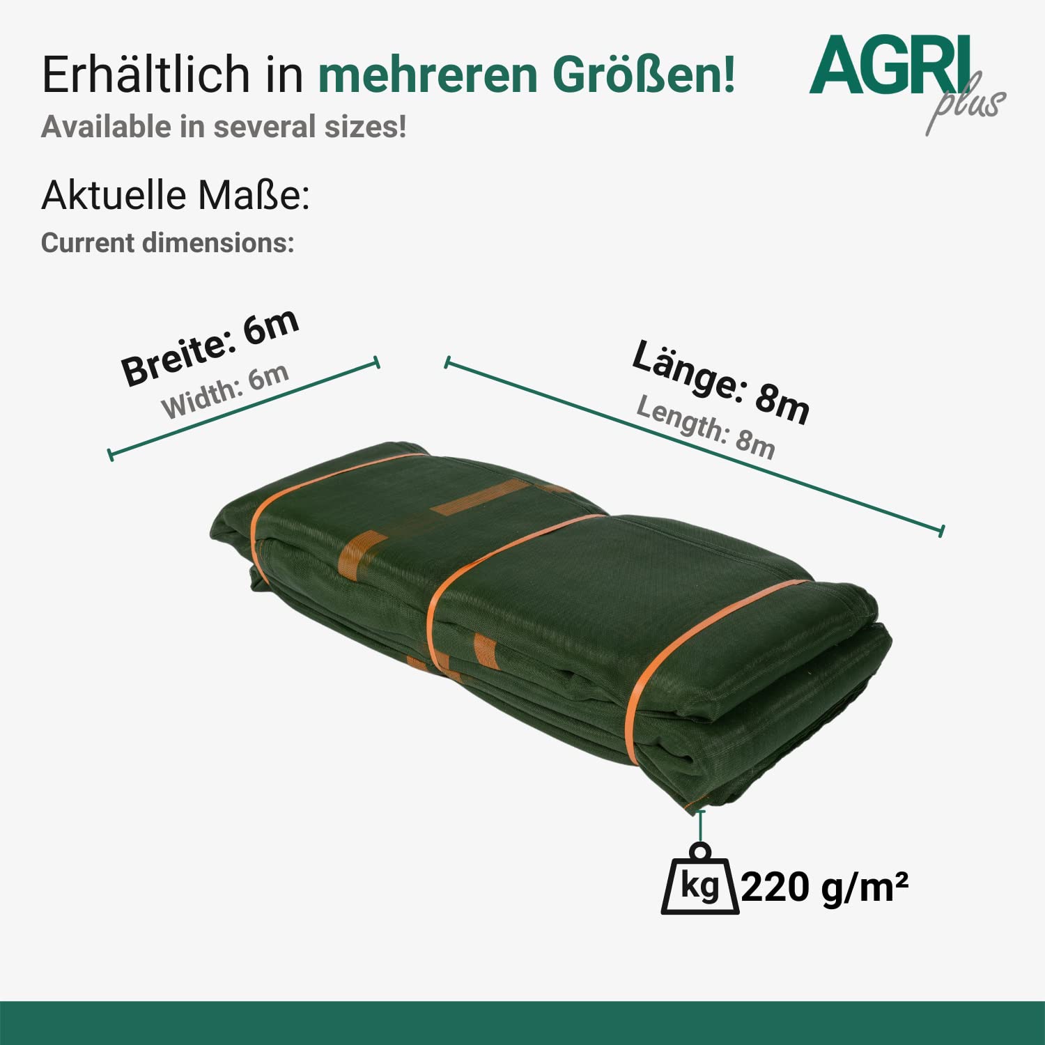 AGRI plus Rejilla de protección de silo – 220 g/m² – Rejilla de protección para pájaros – Verde (6 m x 8 m)