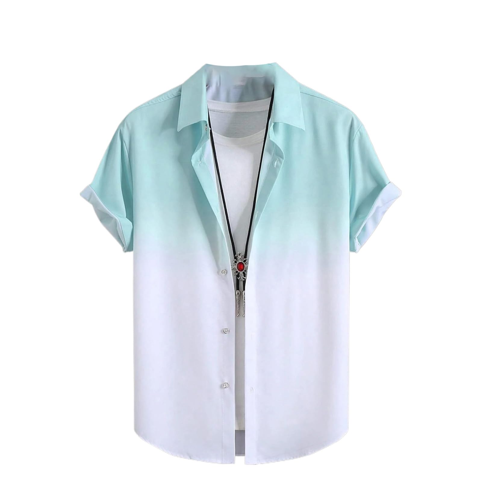 Camisa de verano para hombre, diseño de degradado, sencillas, de manga corta, casual, ropa de calle, holgada, Harajuku, hawaiana