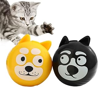 Catnip bolas para gatos pare| Dog Head Shape Catnip Roller Ball Pare,Lanche giratório para gatos bolas comestíveis com catnip natural e saudável, gatinho brincando Ainichi