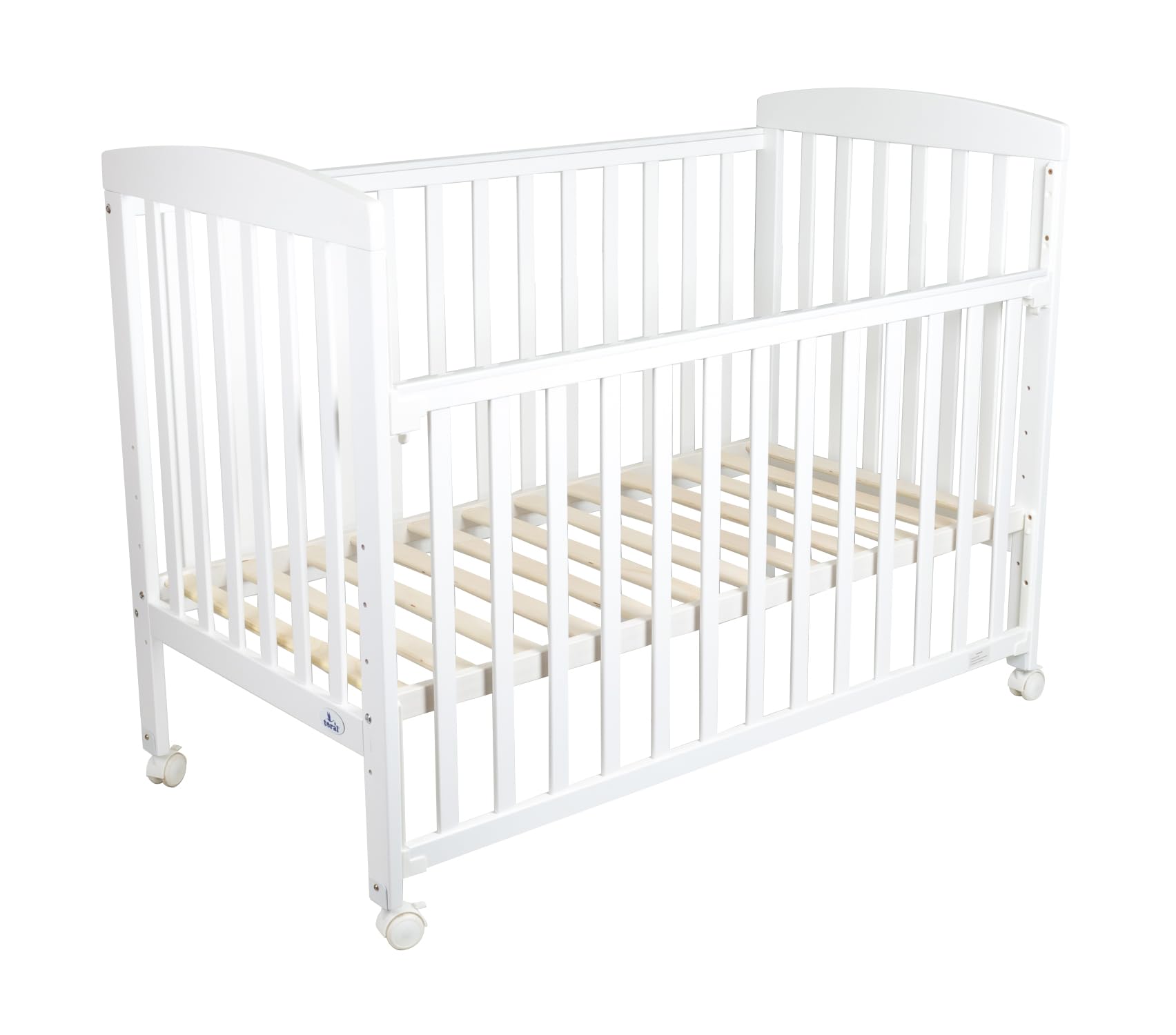 TORAL Cuna Bebe Madera Blanca. Cuna Colecho Bebe Modelo Verona. 3 Posiciones Lateral Deslizante y 5 Posiciones Somier. con Ruedas de Seguridad con Freno y Mordedor para Barandilla.