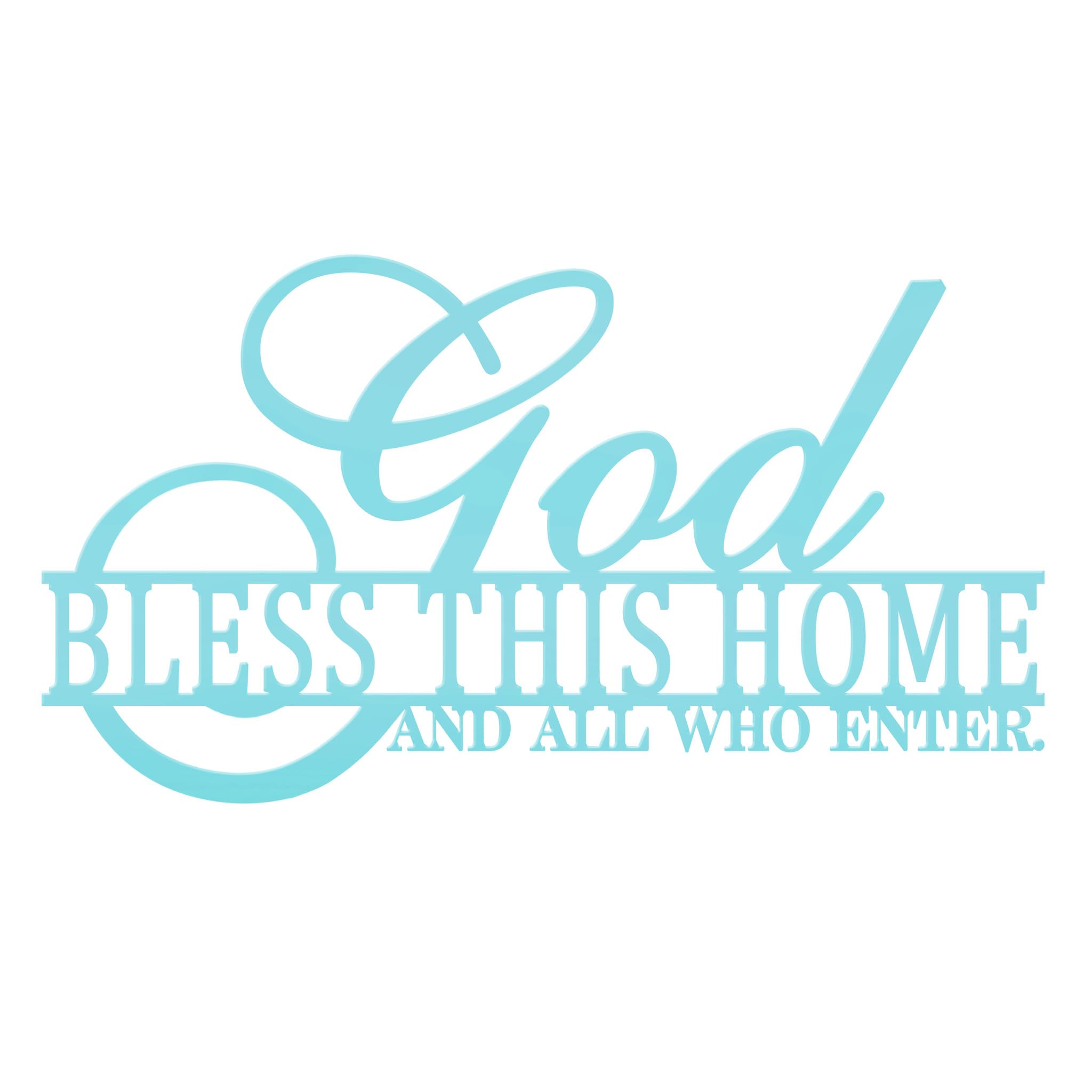 AHYS God Bless This Home Wall Decor Rustic Metal Home Sign Christian Jesus Decorations for Farmhouse Entryway Living Room Kitchen Dining Room Decor - Light Blue