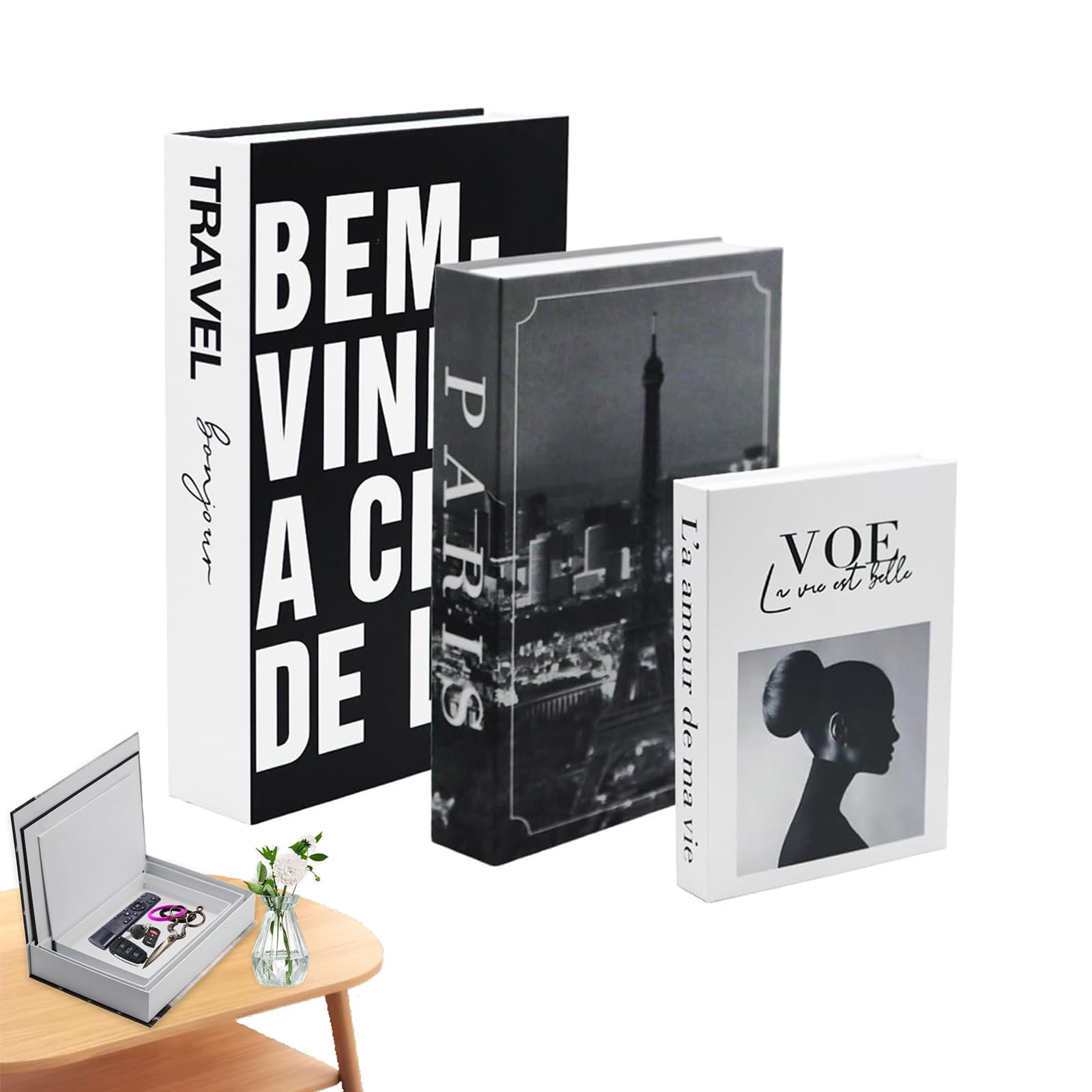 3 Piezas Libros Decorativos, Juego de Libros de Decoración Moderno, Caja Decorativa, Libro Falsos, Juego de Libro Decorativos, Apilados Falsos, para Mesa de Centro, Estanterías, Modelo B