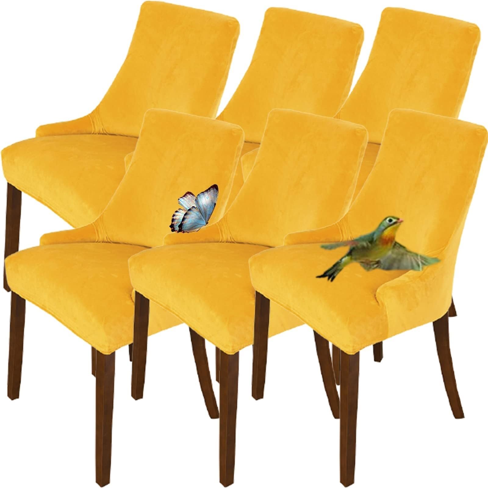 NMVAWIPT Velvet Wingback Chair Covers, Stretch Slipcovers, Removable Furniture Protector, For Hotel Wedding Banquet(#8,6pcs)