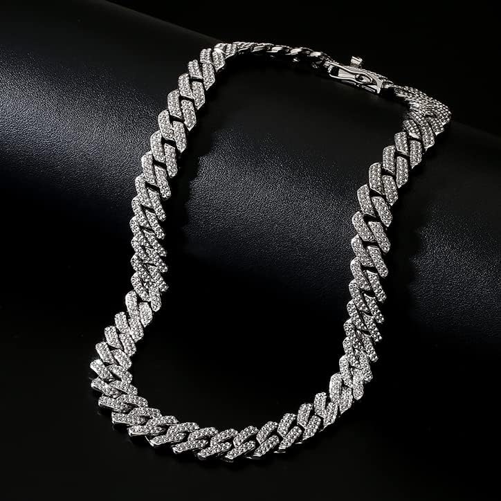 Miniatura 3 de UILZ Cadena cubana de eslabones cubanos para hombre, oro de 18 quilates, plata de Miami, cadena cubana de 182024 pulgadas, joyería de hip hop con