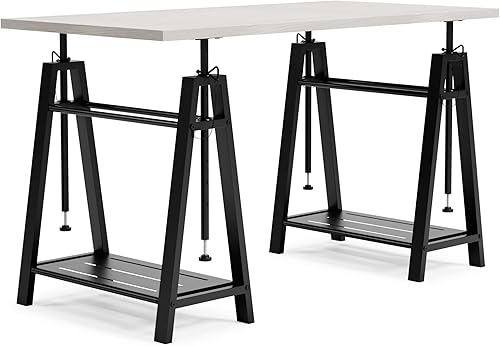 Signature Design by Ashley Bayflynn - Escritorio de altura ajustable, color blanco y negro