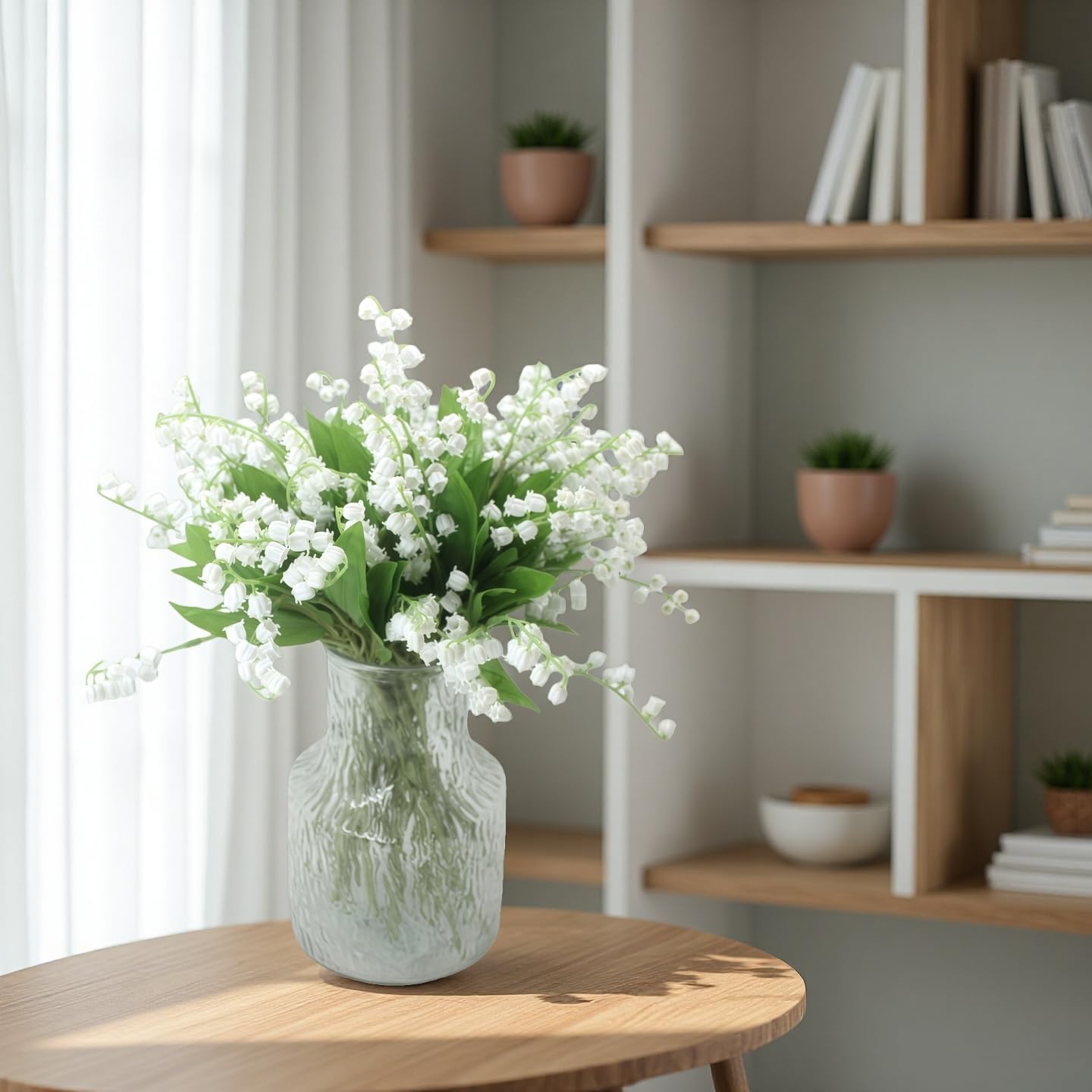 Künstliche Maiglöckchen Blumenstrauß Kunstblumen Glocke Orchidee Hochzeit Blumenstrauß Mai Blume für Zuhause Hochzeit Party Garten (12, Weiß)