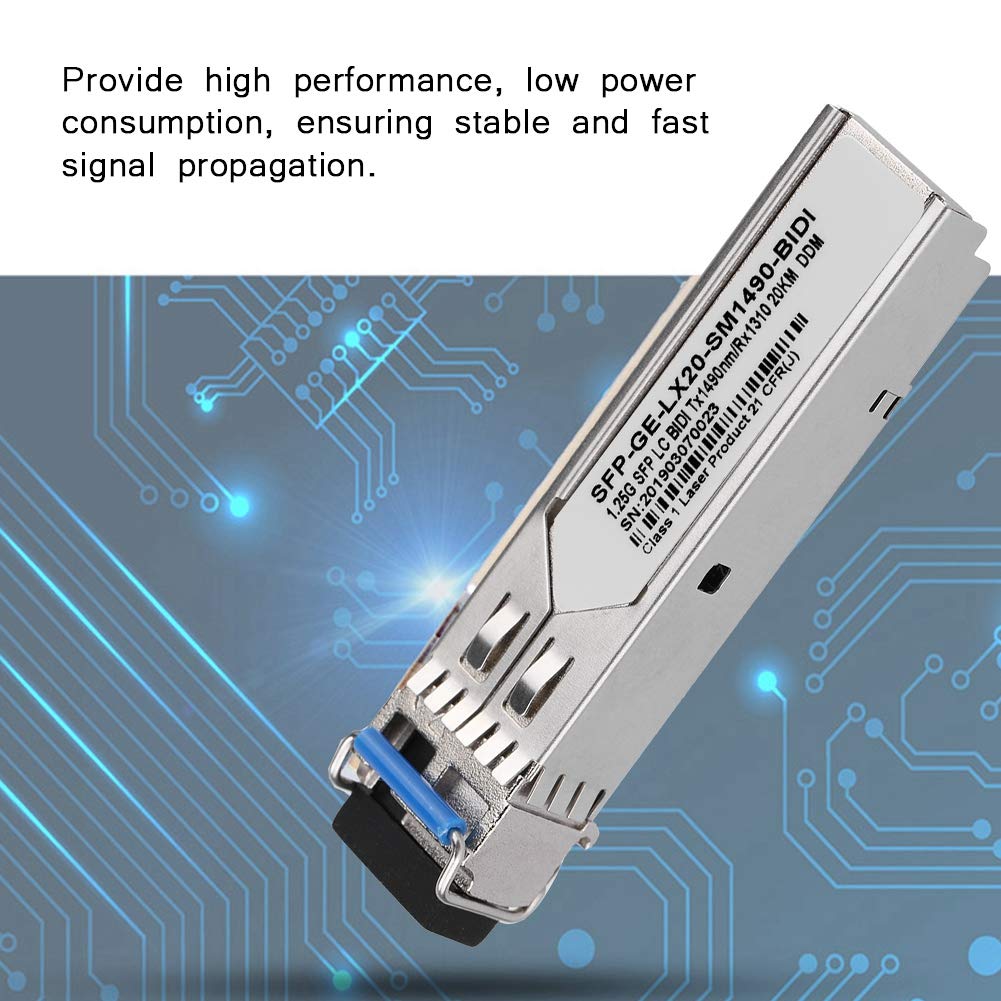 Moduł nadawczo-odbiorczy światłowodu, 100Mbps-25Gbps 3KM-80KM jednomodowy / wielomodowy LC jednomodowy / podwójny światłowód SFP/SFP28, do centrów danych i sieci korporacyjnej (SFP-GE-LX20-SM1490-BIDI