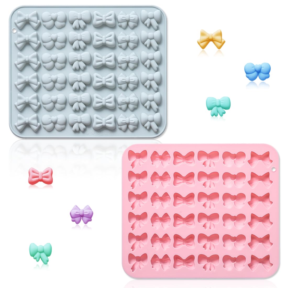 2 Pack Bow Tie Silicone Molds 36 Cavity 6 Style of Bowties 3D Bowknots Mould Tray DIY Baking Decorating Tools for Chocolate Cupcake Mousse Dessert Gummy Handmade Soap Resin Clay