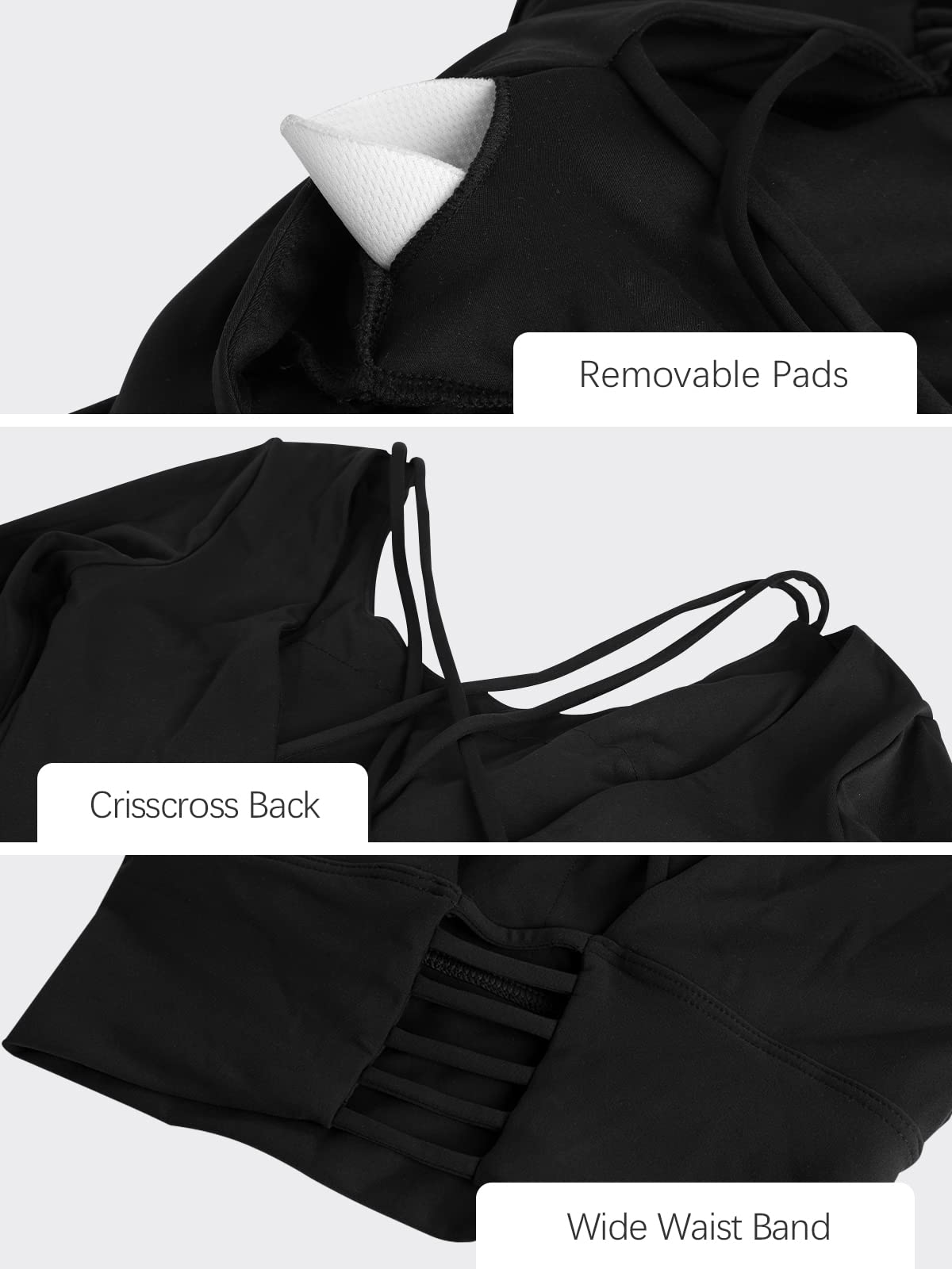 ECUPPER Women Long Sleeve Workout Tops Backless Yoga Gym Shirts Athletic Crop Top with Built in Bra for Fitness Sports